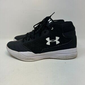 Under Armour Mens Black Mid-Top Basketball Shoes Lace-Up Size 9 Athletic Sneaker